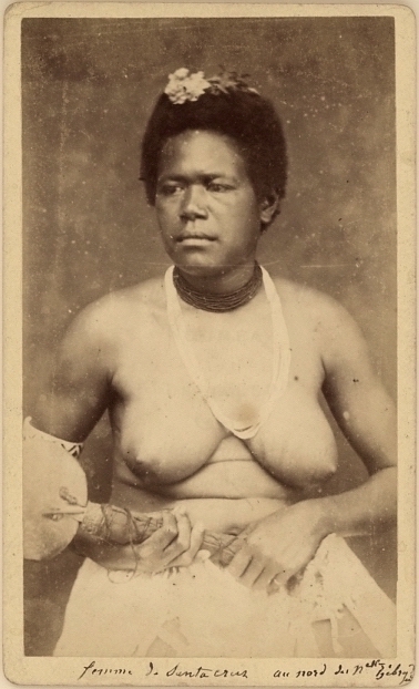 Portrait of an ethnic female from the island Santa Cruz an island in the North of the New Hebrides - Allan Hughan (1834-1883)