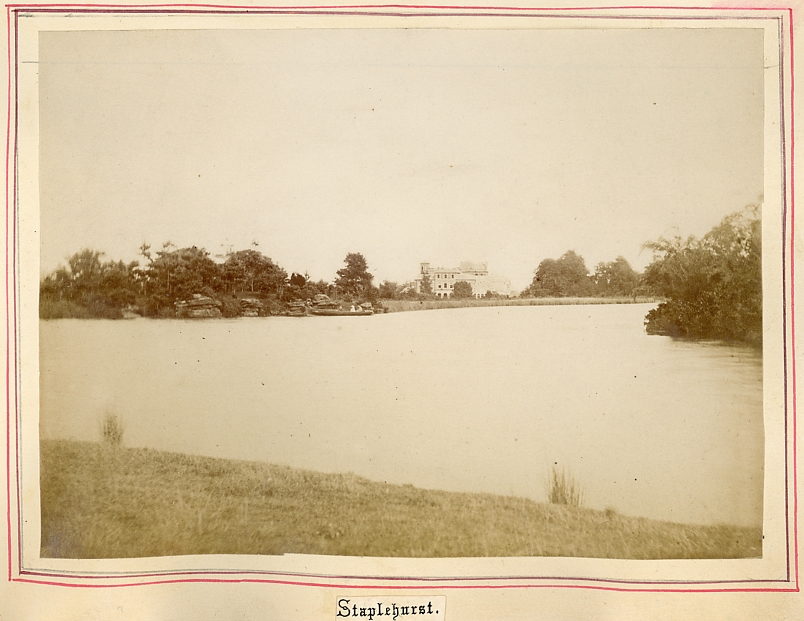 Staplehurst, Kent. Lake with manor at the horizon. Photographed about 1875-80 