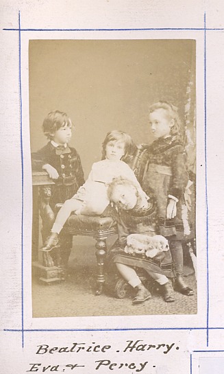 Beatrice Mary Hoare (1865-1959); Henry Hoare (1866-1956); Evangeline Hoare (1867-1950) and Percival Henry Hoare (1868-1888)