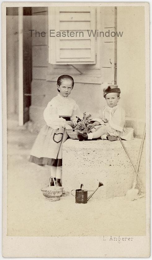 Archduchess Gisela of Austria (1856-1932) and Archduke Rudolf of Austria (1858-1889) playing